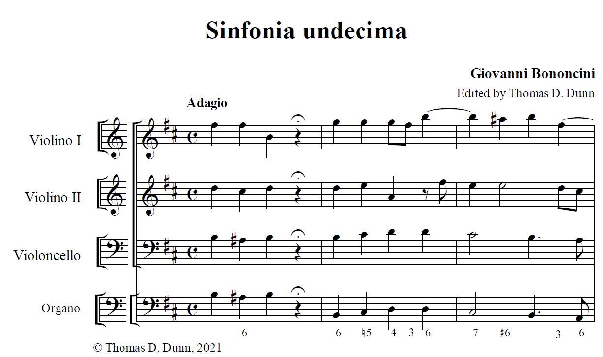 Sinfonia undecima edition opening measure