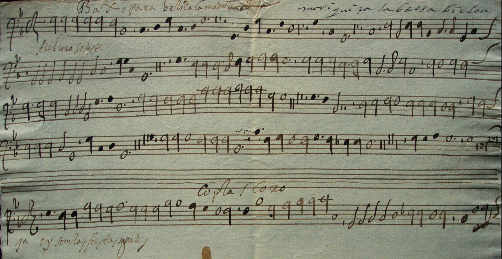 Manuscript page of a seventeenth-century villancico